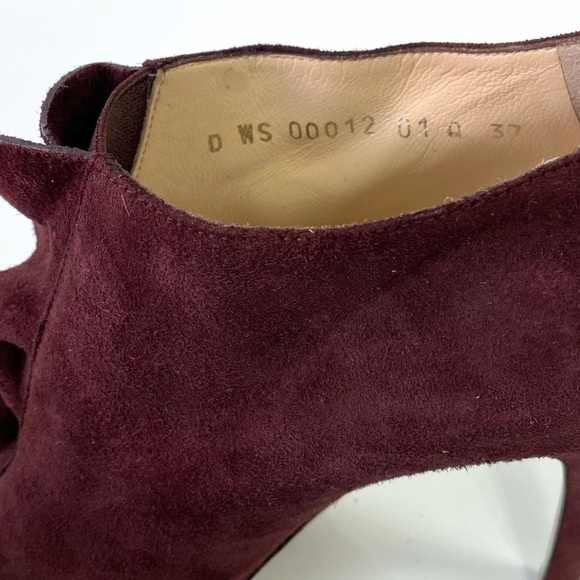 Valentino Burgundy Suede High Heel Ankle Booties - Picture 8 of 14
